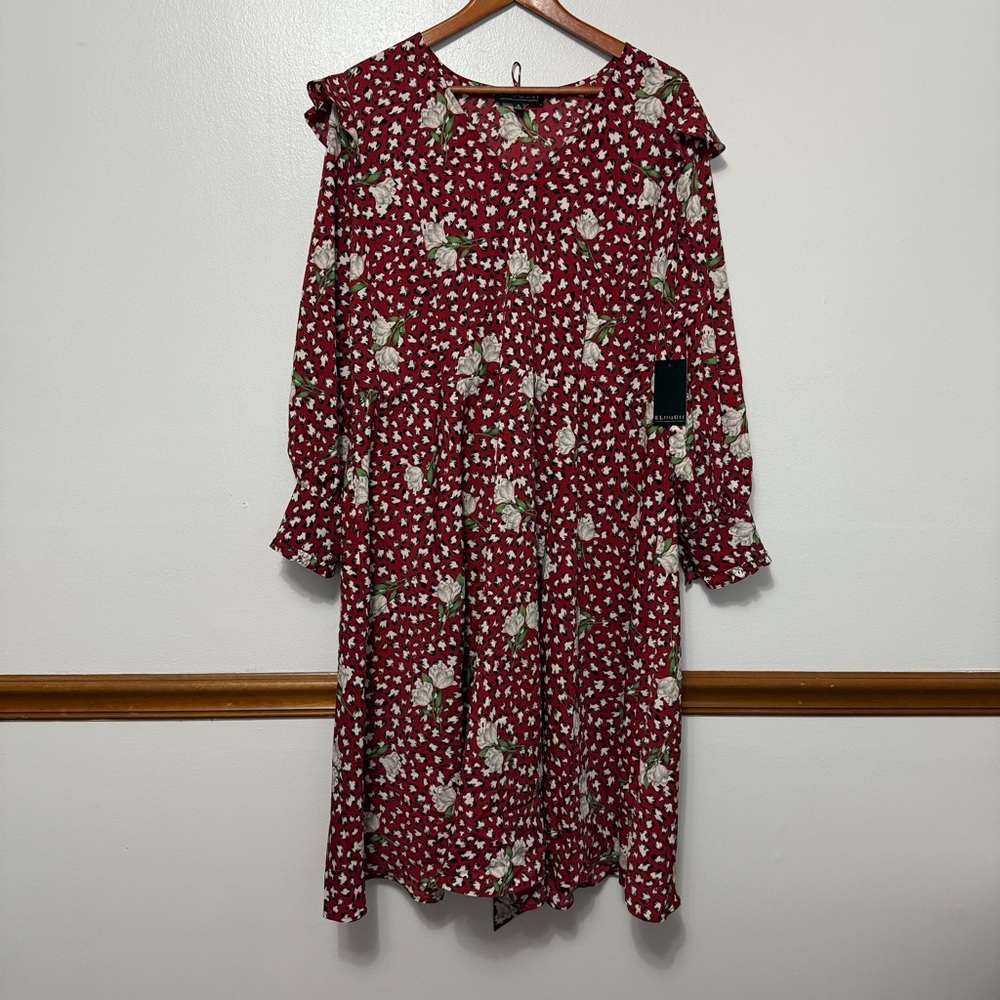 NWT Eloquii Ruffle Puff Sleeve Midi Dress Women's Size 18 Romantic White Rose - Picture 6 of 11